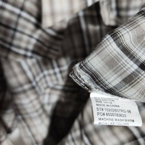 Ely Cattleman Pearl Snap Western Shirt Mens Size Large Brown Plaid Short Sleeve - Picture 4 of 4